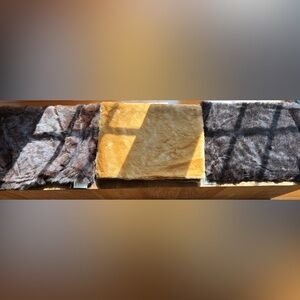 VTG 3PC EDINBURGH MOHAIR FABRIC BROWN & CARAMEL TONES CRAFTER ARTISAN TOY MAKERS